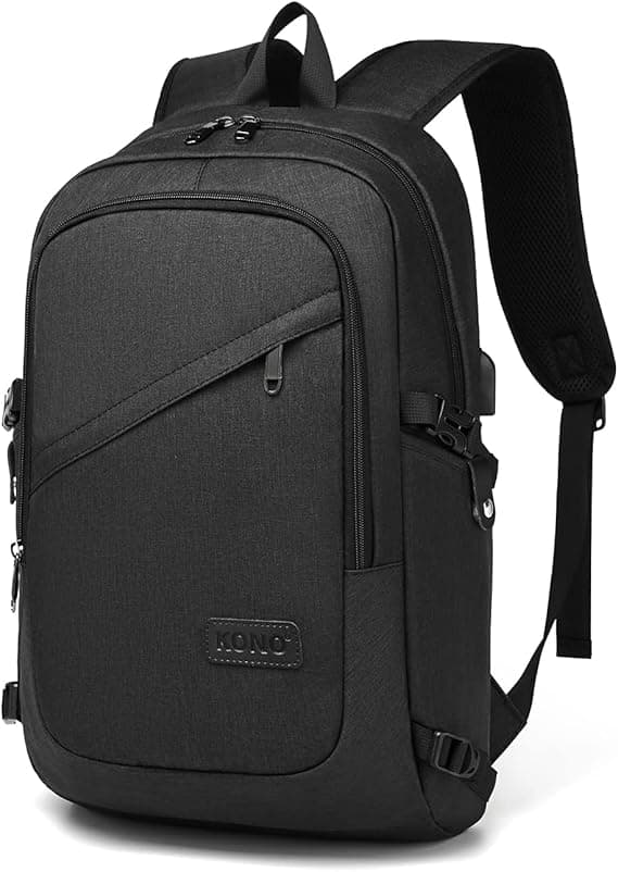 Kono Laptop Backpack Anti Theft Travel Business Computer Rucksack Work Bag with USB Charging Port Lightweight Laptop Bag Water Resistant School Backpack Bag for Men Women fits 15.6 Inch