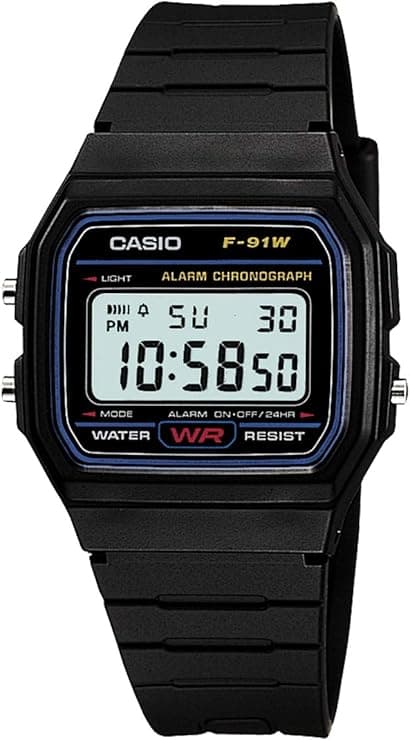CASIO STANDARD DIGITAL WATCH WITH LED-LIGHT F-91W-1JF