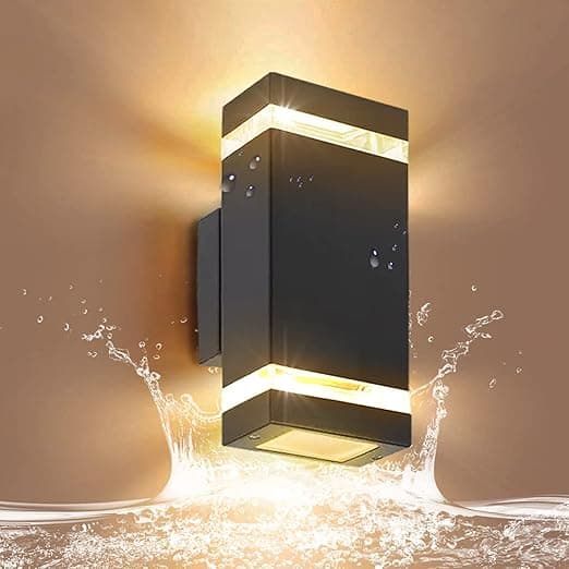 CANMEIJIA LED Wall Light, Outdoor Wall Lights IP65 Waterproof Outside Lights Porch Light Front Door Lamp Modern Aluminum Black 3000K Included 2 * 6W GU10 for Garden Hallway Bathroom etc