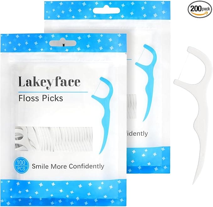 200 Count Dental Floss Sticks(Widened Handle Design), Flossers for Teeth, High Toughness Dental Floss Picks Tooth Picks, 100 Count Bag (Pack of 2)