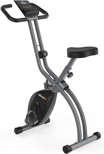 ATIVAFIT Exercise Bike Foldable Fitness Bike Magnetic Foldable Indoor Cycling Bike 3-In-1 Foldable Exercise Bike for Home Use with Resistance Bands Home Workout Exercise Equipment