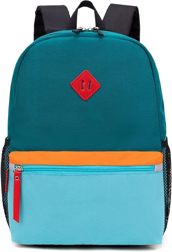 HawLander Little Kids Backpack, Toddler School Bag for Boys Aged 3 4 5 6 7 Years, with Chest Strap, Blue Green
