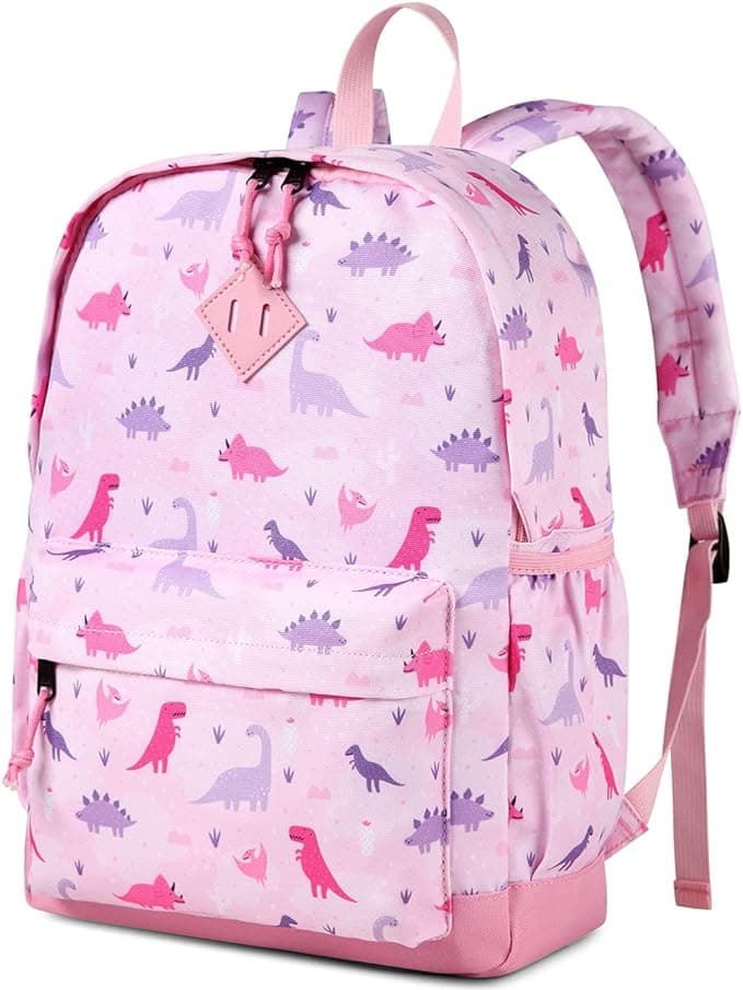 VASCHY Children's Backpack, Boys Kindergarten 4-6 Years Cute Lightweight Waterproof Dinosaur Unicorn Backpack for A4 Primary Folders Preschool with Chest Strap, Pink Dinosaur, Taille unique, Cute