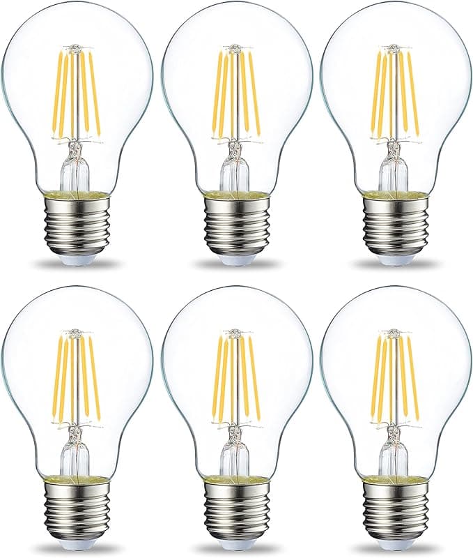 Amazon Basics LED E27 Edison Screw Bulb, 4.3W (equivalent to 40W), Clear Filament, Warm White, Non Dimmable - Pack of 6