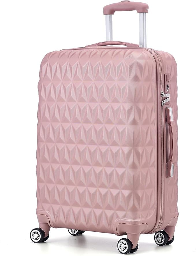 Hard Shell Cabin Carry On Suitcase 55 cm 2.5 kg 35 litres 4 Wheels with Built in 3 Digit Combination Lock, Approved for Ryanair, easyJet, British Airways & More (Rose Gold)